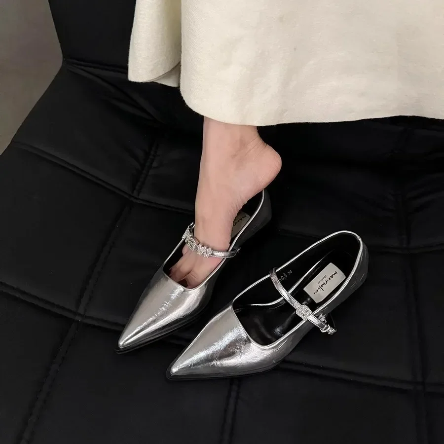 Trendy Pointed Toe Low Heel Mary Jane Shoes Women Casual Shoes New  Summer Soft Sole Ballet Ballerina Shoes Woman Pumps 3