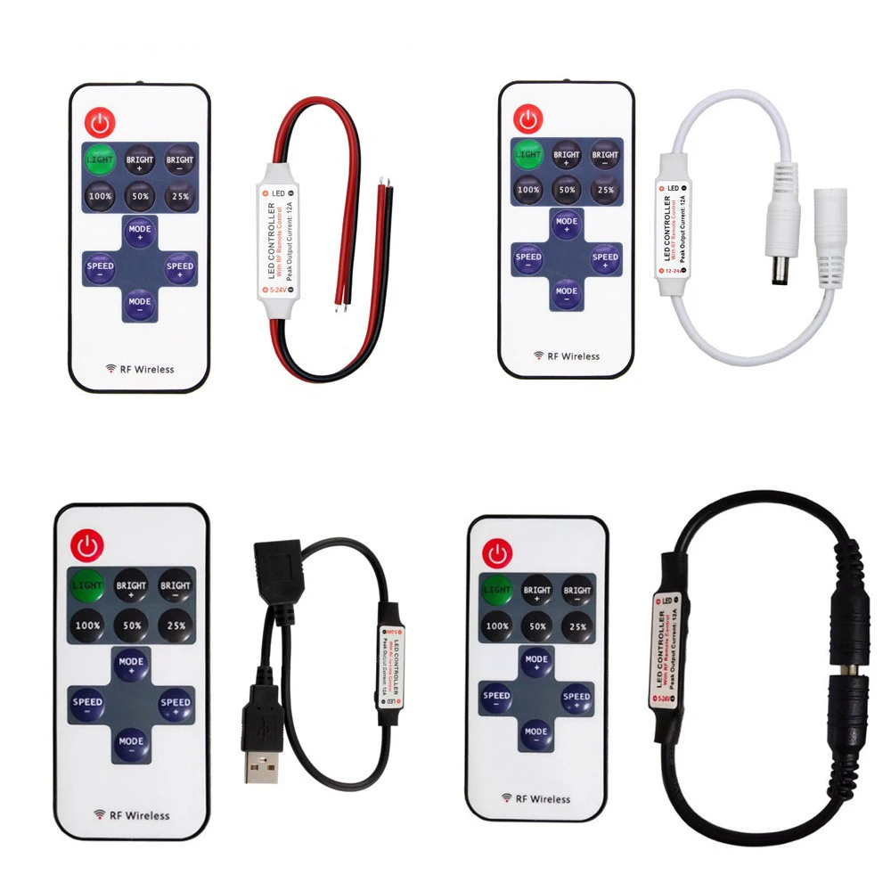 DC5-24V 미니 11 키 RF 무선 Led 원격 컨트롤러 단일 색상 빛 스트립 SMD5050/3528/5730/3014/에 대 한 Led 조 광 기 컨트롤러