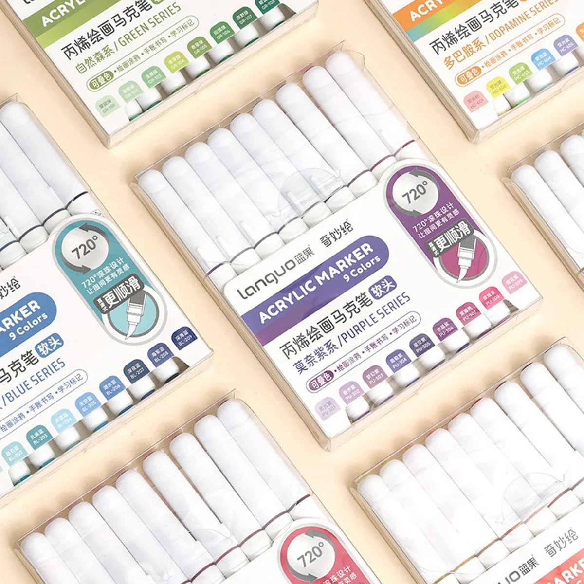 Acrylic Marker Set - 9pcs Mixed Color Art Pens for Kids Rock Painting DIY Crafts