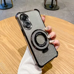 Shockproof Ring Holder Phone Case - Soft Cover for OPPO A77S 4G 2022 (Black)