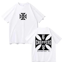 West Coast Choppers Cross Frame Print Tshirt Male Hip Hop Streetwear Oversized T-shirts Fashion Tees Men's Fleece Short Sleeve 2