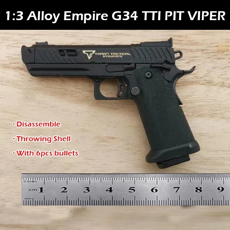 1-3-alloy-empire-g34-tti-pit-viper-viper-gun-model-keychain-toys-mini-throwing-shell-disassemble-pistol-toy-can-not-shoot
