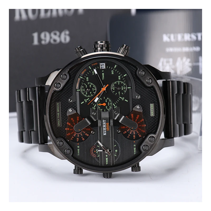 Men Wristwatch Chronoscope Women Sport Watch Steel Band Mix Color Dial Watch Leather Band Watch