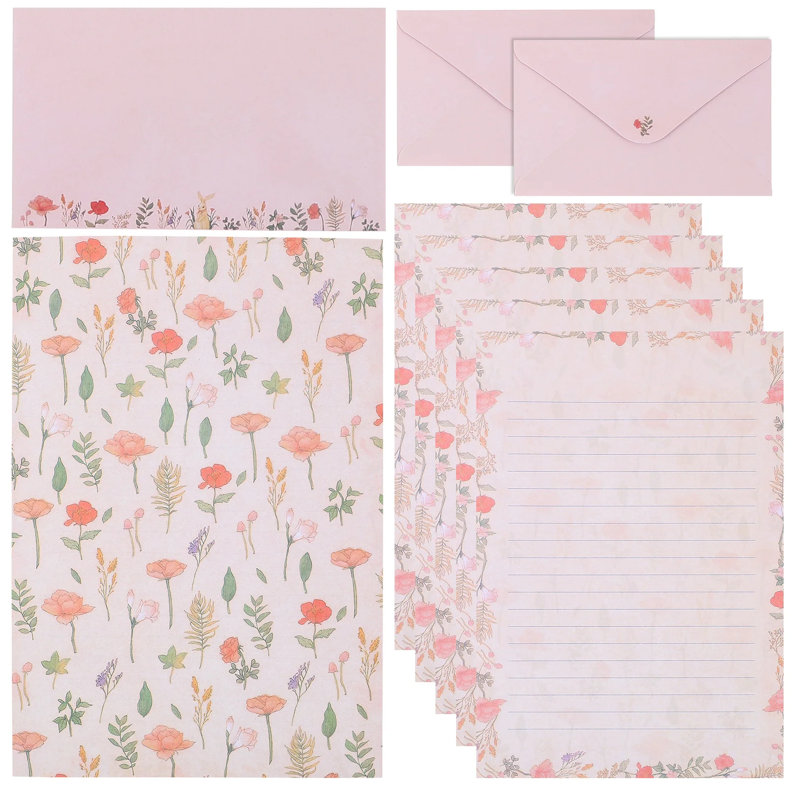 

5 комплектов, красивые маленькие свежие цветы и конверт, канцелярские принадлежности A5, набор бумажных принадлежностей для письма, восхитительный набор для письма