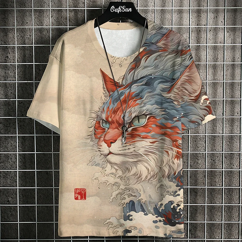 

Summer Short Sleeve Harajuku Print T Shirt For Men O-Neck Oversized Pullover Fashion Streetwear Fashion Men‘s Clothing