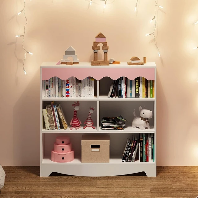 Kids Bookcase with Storage White