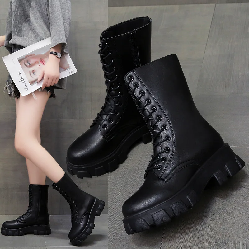 Women Boots Autumn Winter New Motorcycle Boots Woman Platform Boots Fashion Casual Shoes Ladies Plus Size Classics Female