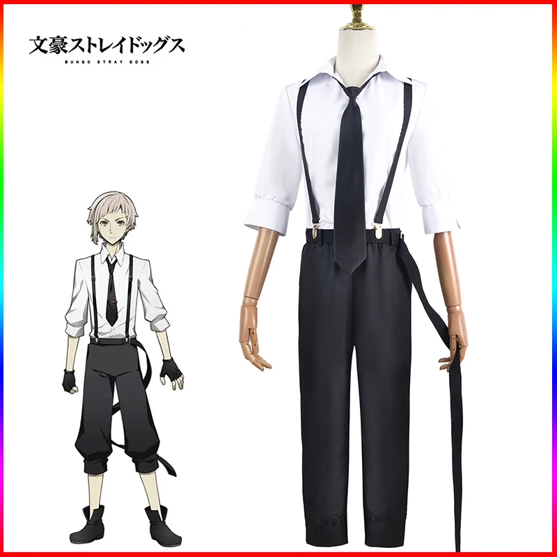 

Anime Bungo Stray Dogs Cosplay Costume Nakajima Atsushi Detective Clothing Carnival School Uniform Party Role Play Outfits Wig
