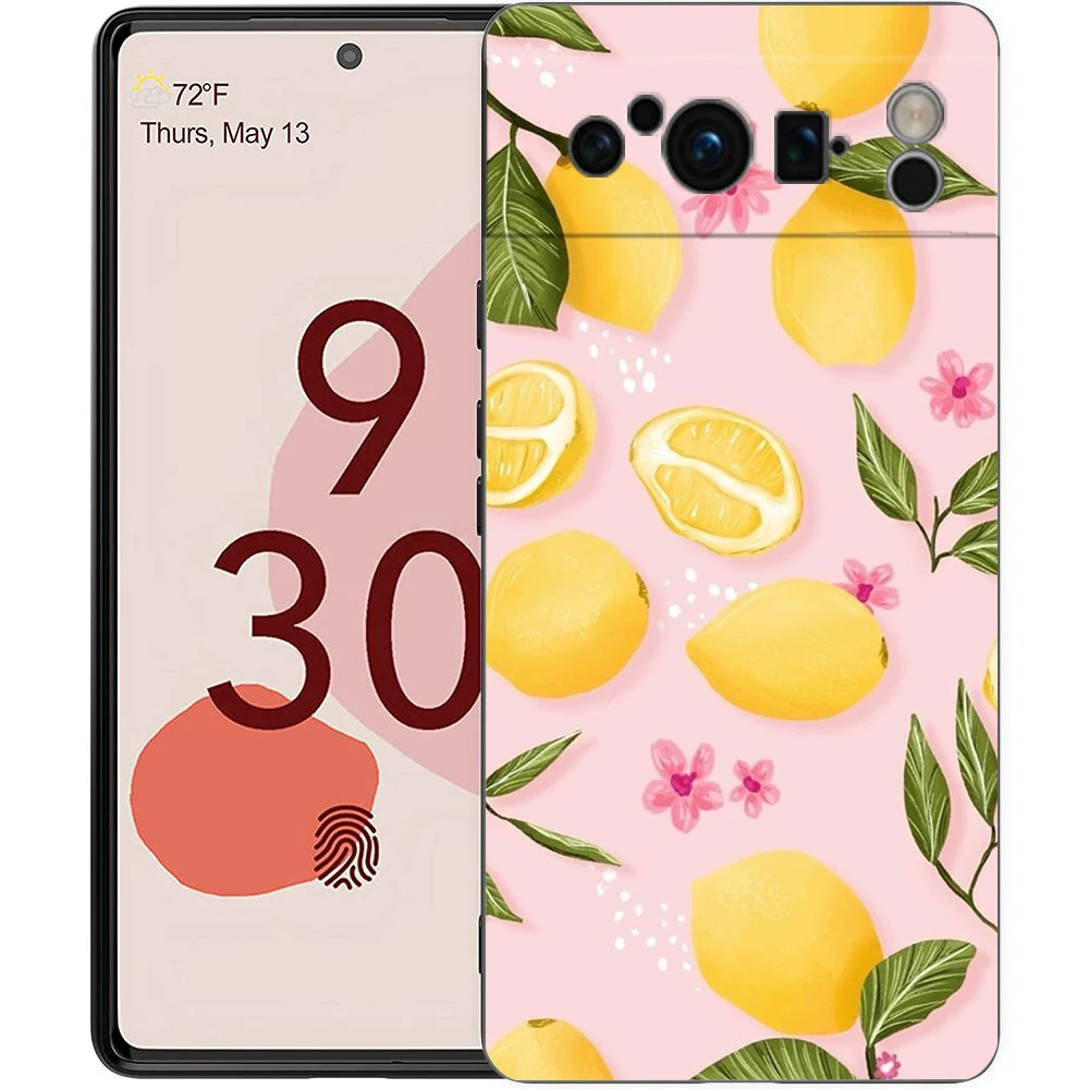 Vintage Lemon Design Shockproof Phone Case - Black Soft TPU Cover