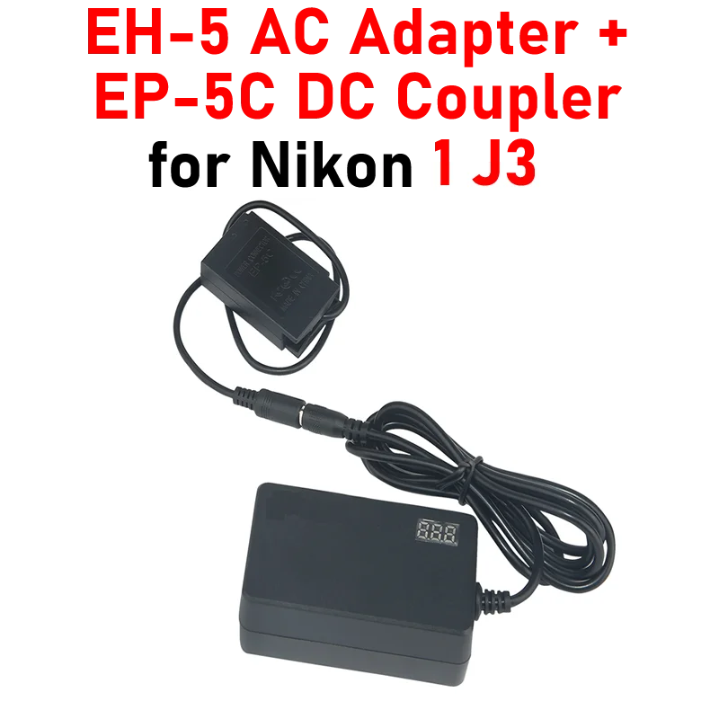 

1 J3 Power Kit EH-5 LED Display AC Adapter+EP-5C Power Connector DC Coupler for Nikon 1 J3 DC Coupler