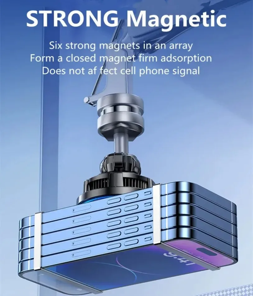 Car Magnetic Wireless Charger ice Cooling Phone Holder Mount For Magsafe iPhone 16 15 14 13 12 Pro Max Fast Car Charging Stand