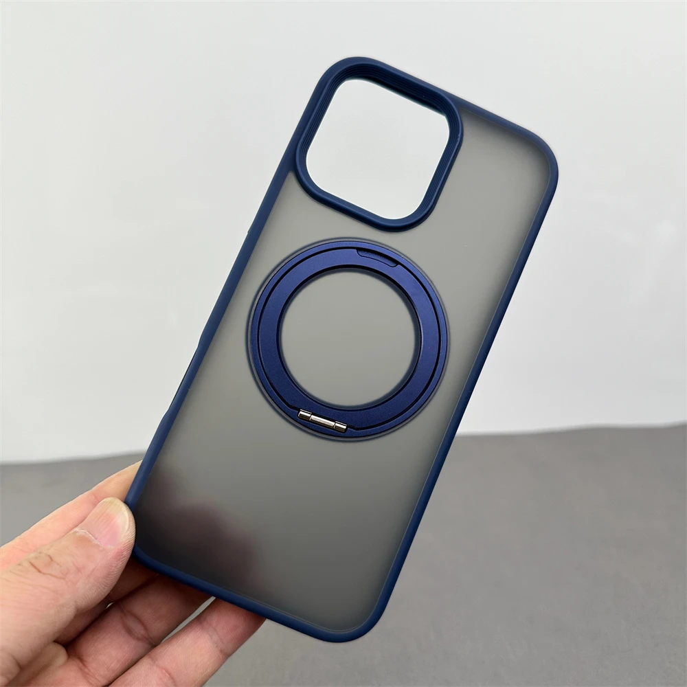 Magnetic Bumper Case with 360° Rotation Metal Ring Holder - Shockproof and Magsafe-Compatible Cover