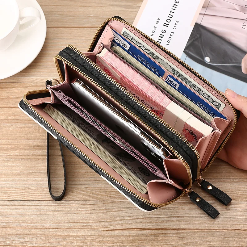 Wallet Women's Long Handbag Purse Wallet For Men Large Capacity Double Zipper Mobile Phone Bags Cards Holder Printing Clutch Bag