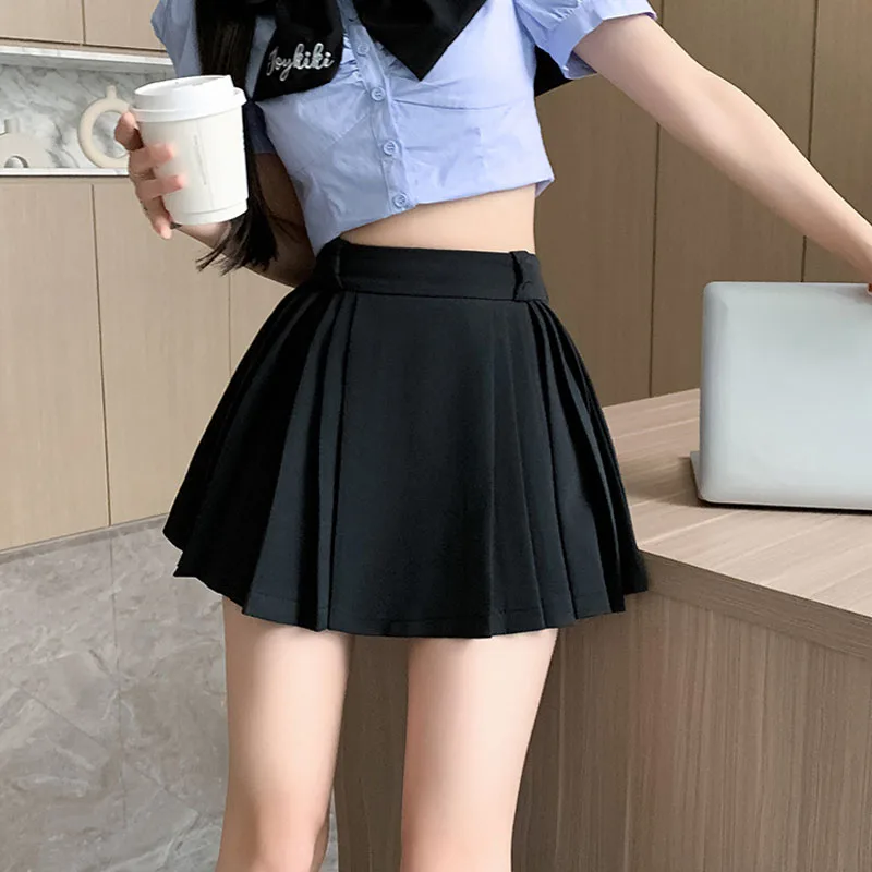 

Japanese Style JK School Girl Pleated Skort Bow High Waist Slim Mini Skirts With Shorts Spring Summer Cute Aline Saias Femininas