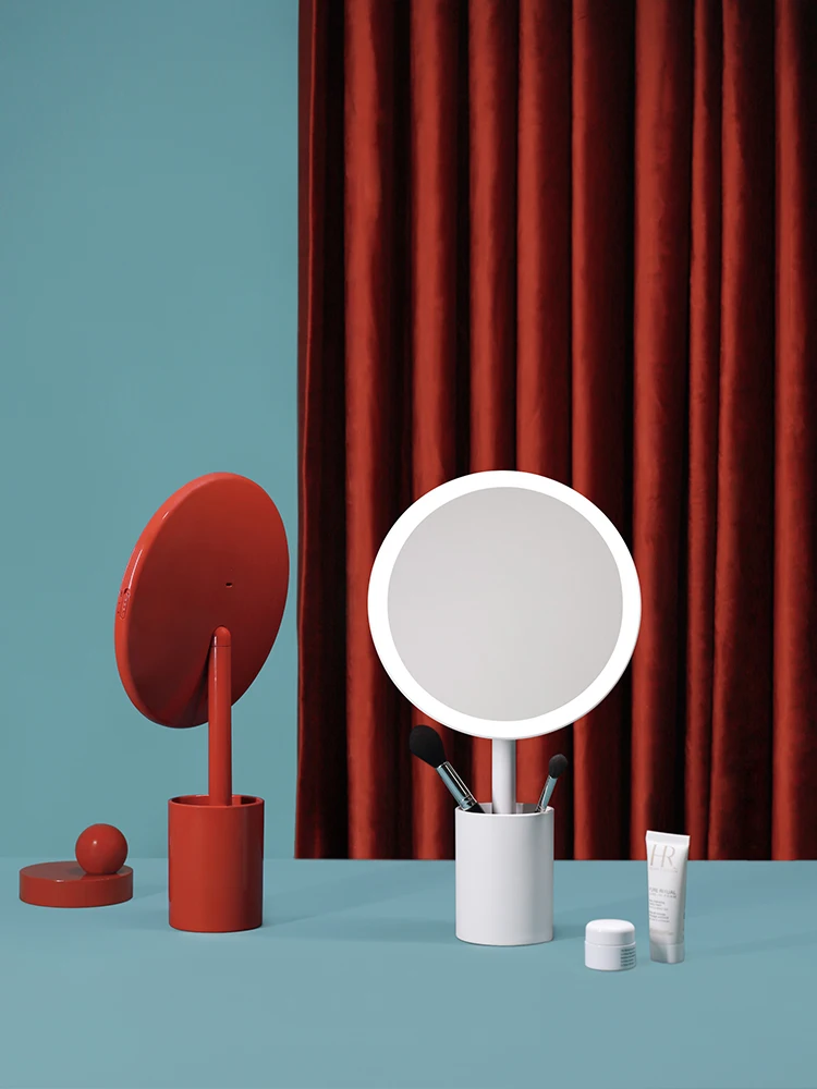 

MUID Penholder Mirror Rechargeable Desktop Makeup Mirror with Light Dormitory Portable Makeup Mirror Home Wedding