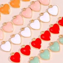 

10Pcs 10*8mm Alloy Enamel Mini Heart Charms For DIY Handmade Jewelry Making Pendants Earrings Necklaces Love Heart Accessories