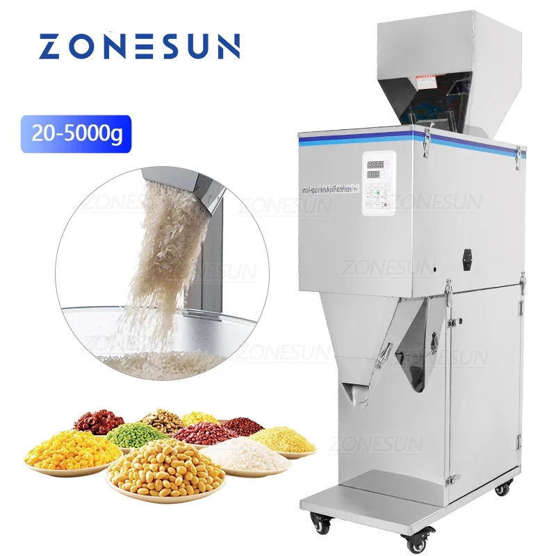 

ZONESUN Полуавтоматическая упаковочная машина для гранул, машина для взвешивания пудры, чай, пищевые зерна