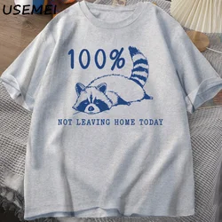 Cozy Raccoon Vintage Graphic T - Shirt - Short Sleeve Casual Wear - S (T shirts grey)