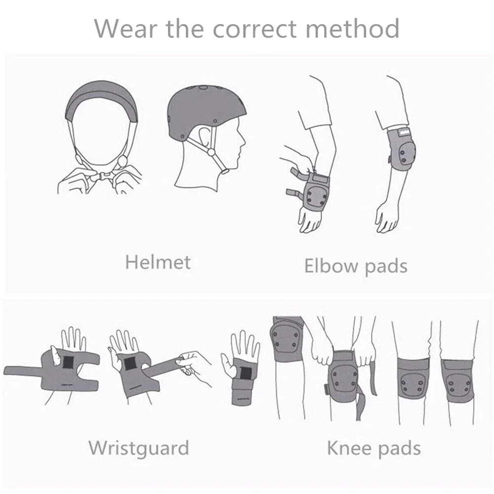 Protective Gear Set Adjustable Kids Helmet Knee Pads Elbow Pads Wrist Guards for 3~15yrs Bike Roller Skating Cycling Scooter