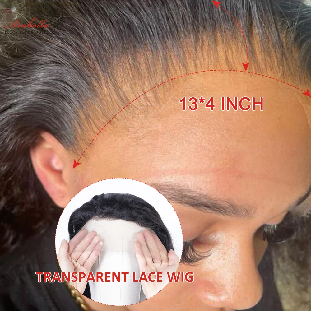 Human Hair Wig Lace Front Wig Human Hair Wigs Front Lace Wig Human Hair Wigs 13x4 Transparent Lace Straight Wig PrePlucked Bleached Knots Arabella Remy 100% Human Hair Lace Frontal Wig
