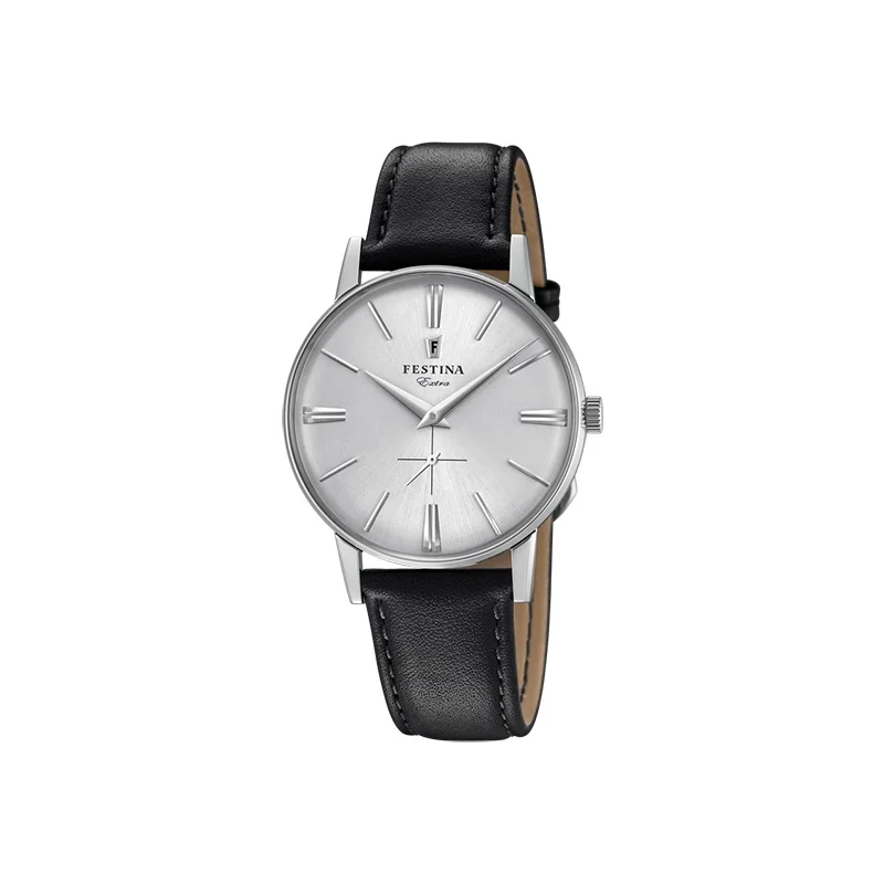 Uitputten regeren token Festina Men's Watch F20248/1 Extra Classic Strap Black Leather - Quartz  Wristwatches - AliExpress