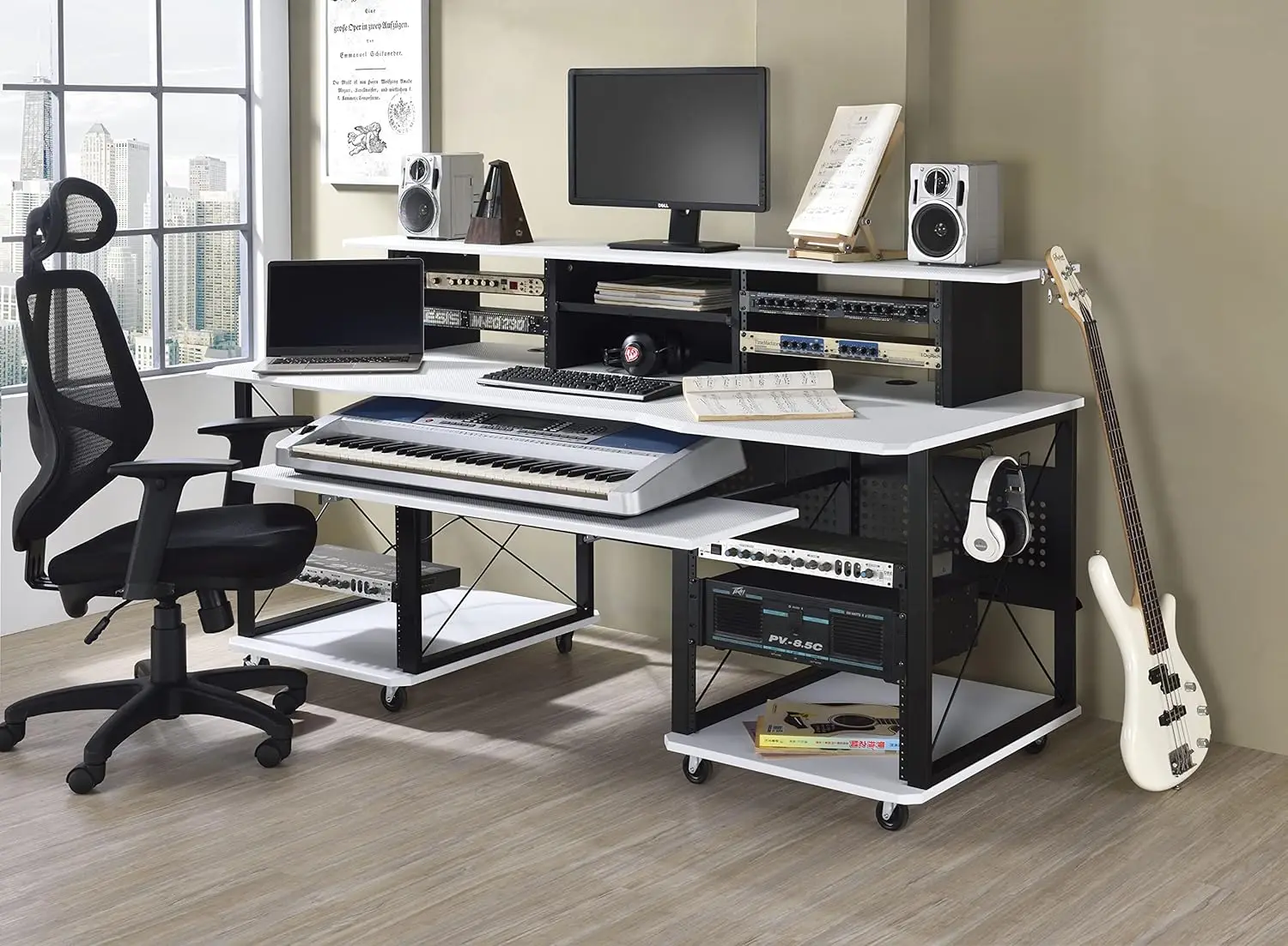 Children Tables 72" x 30" Rectangular Metal Storage Music Desk Included Wheels Multiple Functional Storage Spaces