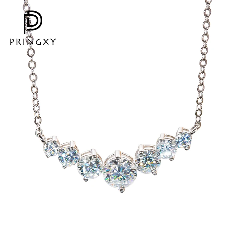 

PRINGXY 3.4CT D Color Moissanite 925 Sterling Silver Platinum Plated Necklace Women Wedding Fine Jewelry With GRA Certificate