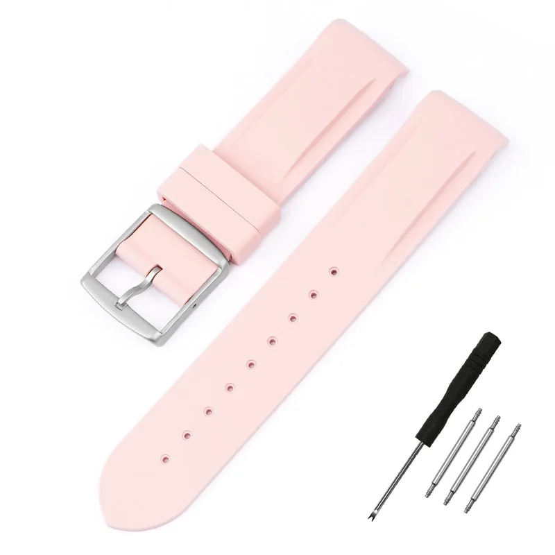 20mm Curved End Waterproof Rubber Sports Watch Strap