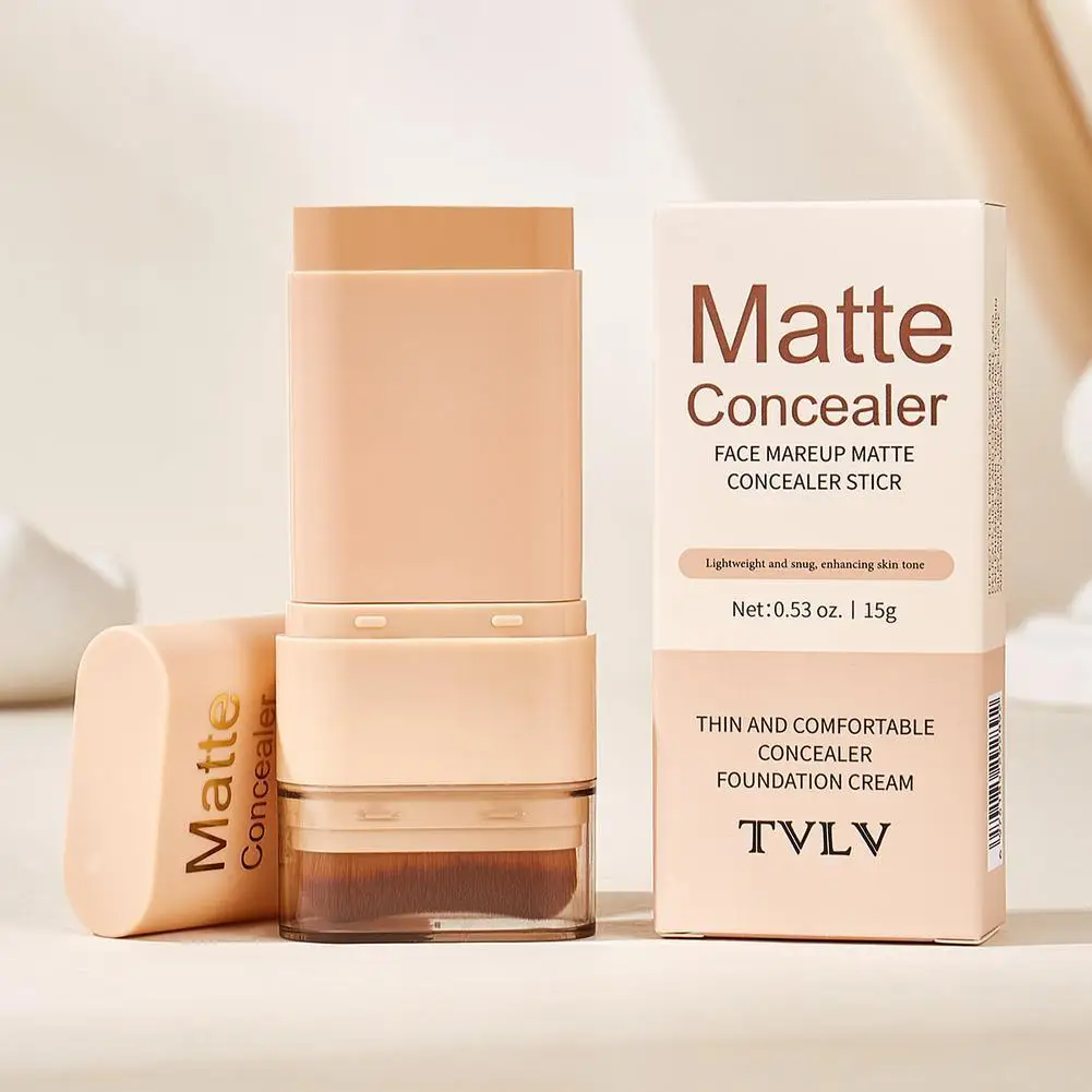 اثنان في واحد كريم أساس مزدوج الرأس، عصا مكياج للوجه، مكياج غير لامع، خافي عيوب البشرة، أداة مكياج ناعمة