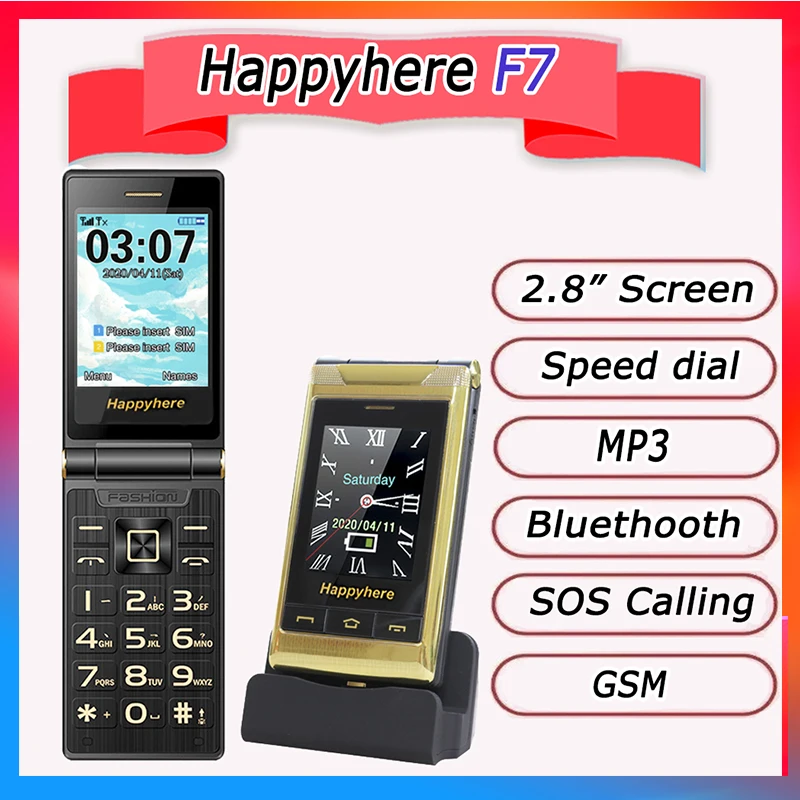 Раскладные сотовые телефоны Happyhere F7, разблокированный экран 2,8 ...