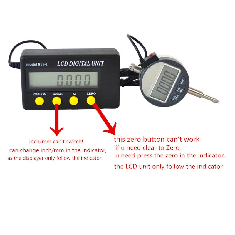 LCD 디스플레이 유닛, 디지털 디스플레이 유닛, 디지털 표시기, USB 포트, 0.01mm, 0.001mm, 12.7mm, 25.4mm