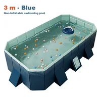Piscine hors-sol pliable grande taille pour la famille, 1,85-3M, structure renforcée résistante à l'usure, jeux aquatiques non gonflables pour fêtes en extérieur 5