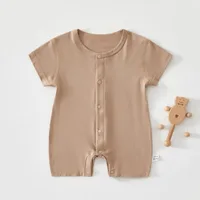 Baby Boneless Short Sleeved Jumpsuit Summer Baby Crawling Suit Newborn Clothes Cool and Breathable Pure Cotton Clothing 0-1 Year