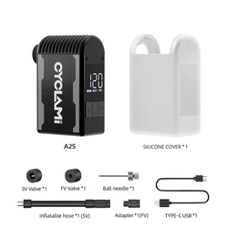 Compact High-Pressure Digital Bicycle Air Pump - Cordless Mini Inflator with Presta & Schrader Valve Compatibility (A2 plus)