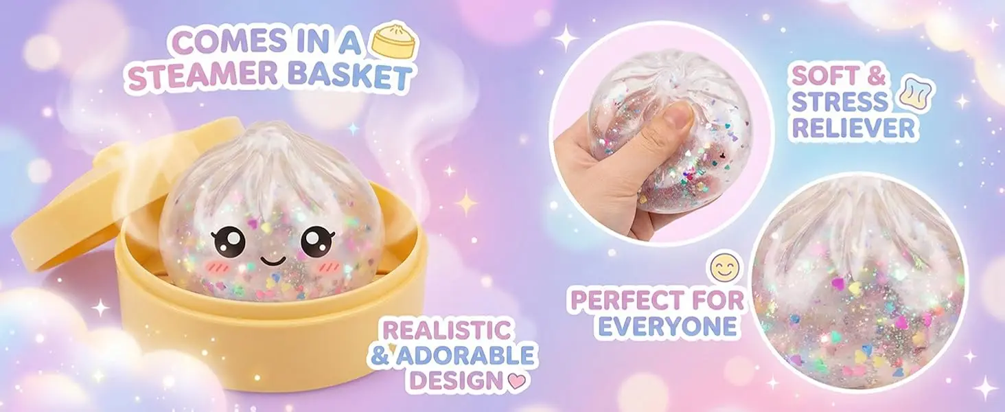 Dumpling Squishy- Glitter Dumplings,Dumpling Squishys Glitter