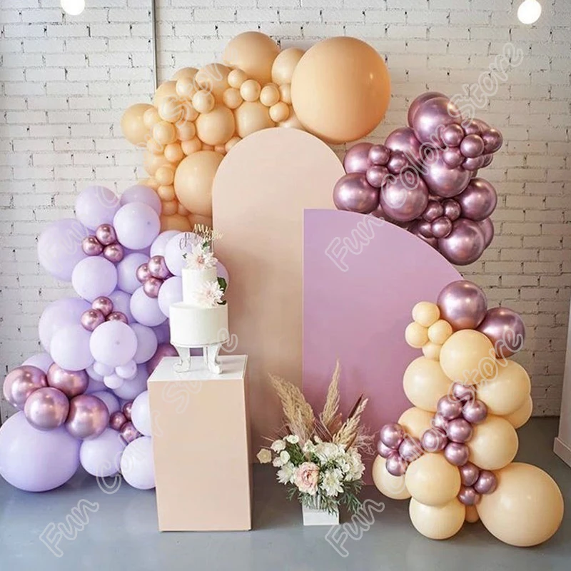 

168pcs Macaron Purple Happy Birthday Party Wedding Backdrop Free Shipping Latex Rose Gold Welcome Balloon Arch Baby Shower Decor