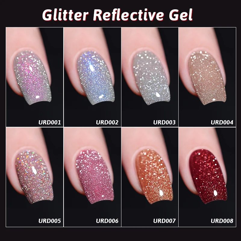 UR SUGAR 15ml Sliver Reflective Nail Gel Polish Shining Glitter Semi Permanent Soak Off UV Gel Sparkle Effect Nail Art Manicure 2