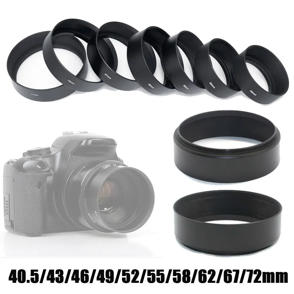 Camera Lens Hood 40.5/43/46/49/52/55/58/62/67/72mm Metal For Canon For Nikon Universal Sunshade