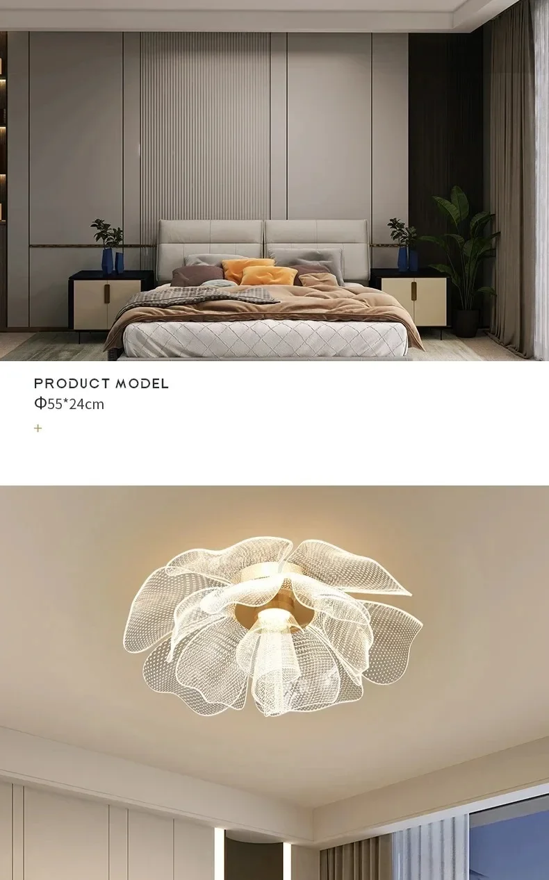 Description Picture 5 of itemLED Ceiling Light Flower Design Acrylic Lamp Study Bedroom Entrance Hallway Light Interior Gold Luxury Lighting