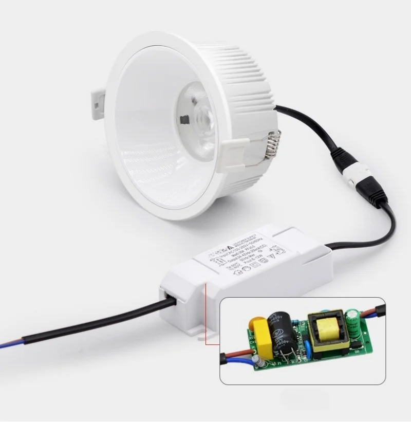 눈부심 방지 매립형 LED 다운라이트 디밍이 가능한 COB 천장 스포트라이트 5W-24W AC110-230V(드라이버 포함)