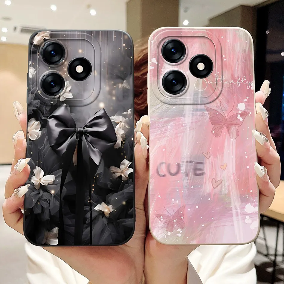 Beautiful Bow Rose Painting Soft Silicone Shockproof Phone Case