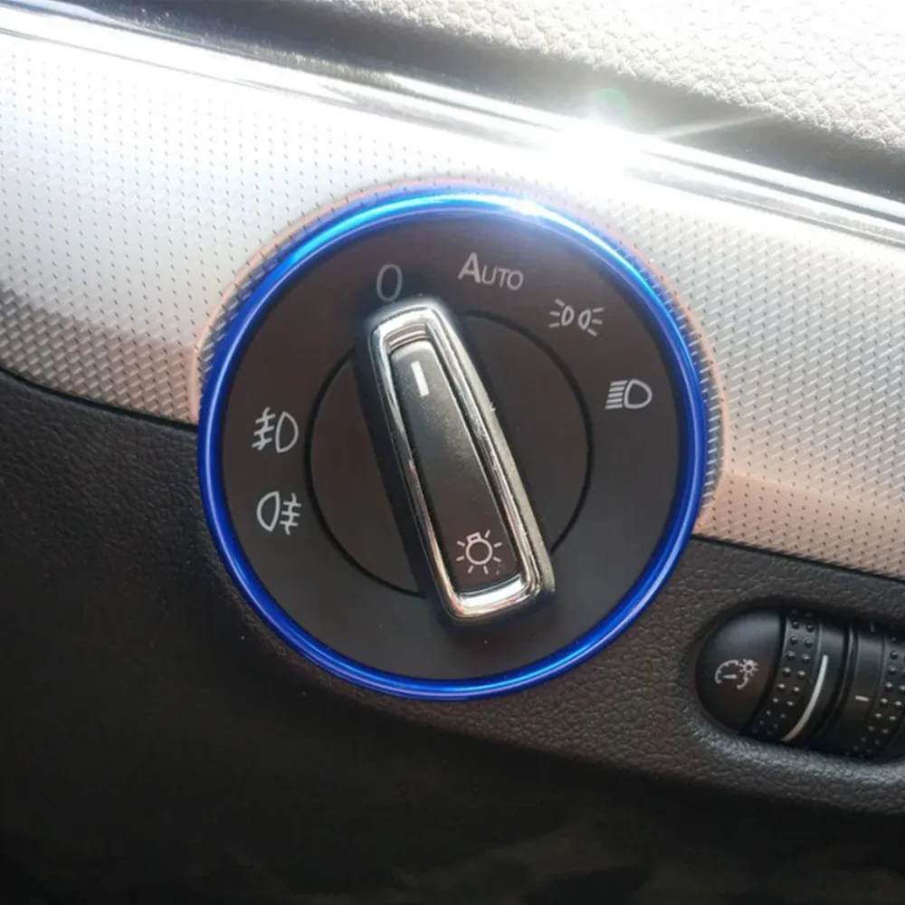 Auto Scheinwerfer Schalter Trim Ring Aufkleber Für Volkswagen VW Golf Tiguan MK2 T-ROC Golf Jett MK5 MK6 Passat B6 B7 CC Touran – Detail 3