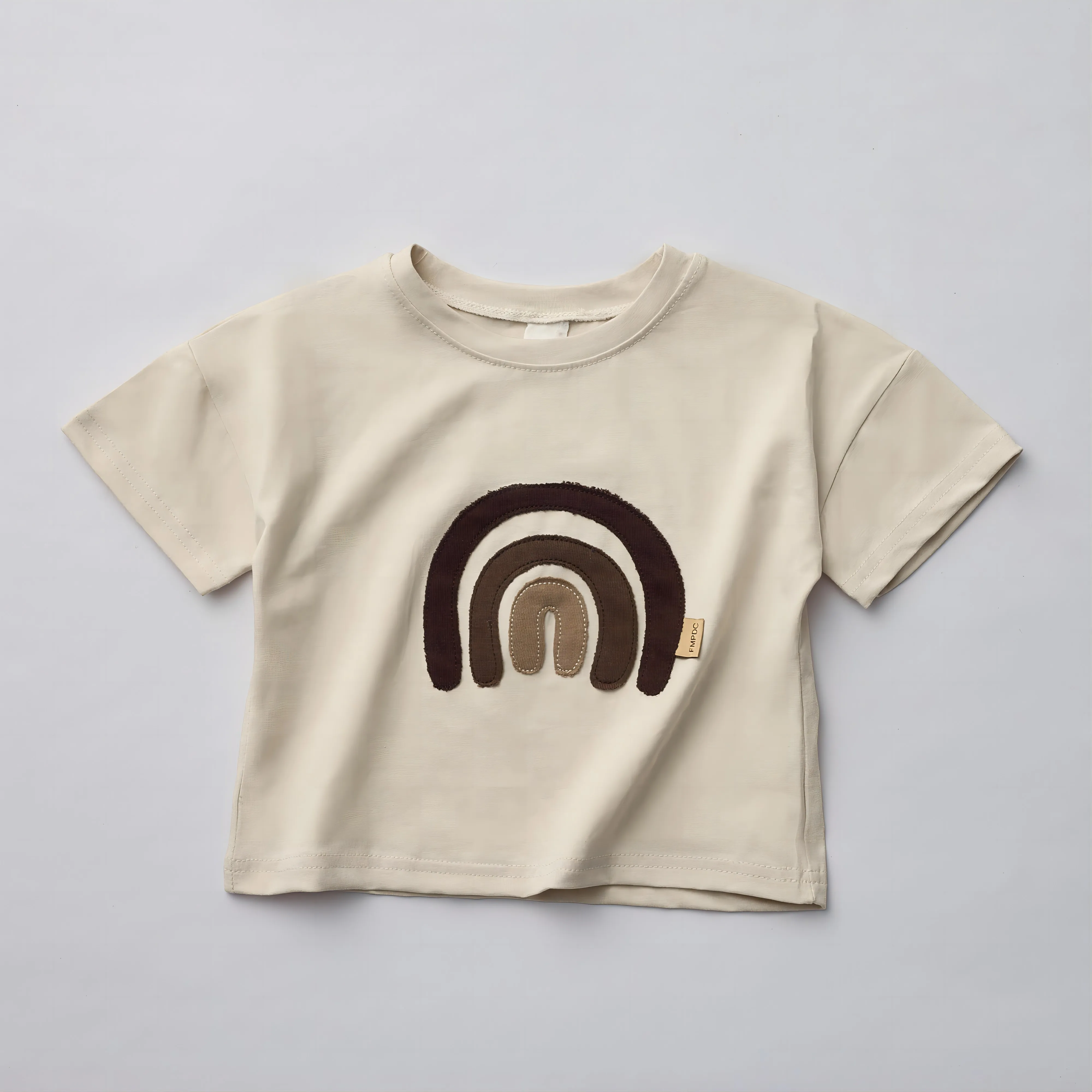 New Baby Summer Boys Girls Rainbow Sticker Round Neck T-shirt Kids 95% Cotton T-shirt Children Clothes casual Baby Short Sleeves
