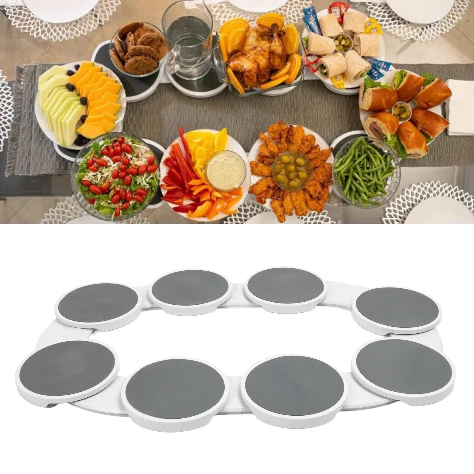 Kitchen Dining Table Turntable Secure Construction Versatile Heat Resistant Kitchen Countertop Turntable for Rectangular Table