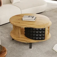 Table basse et d'appoint rotative 2 en 1 – Étagère de rangement interne cachée pratique, design peu encombrant, idéale pour une utilisation dans le salon 4