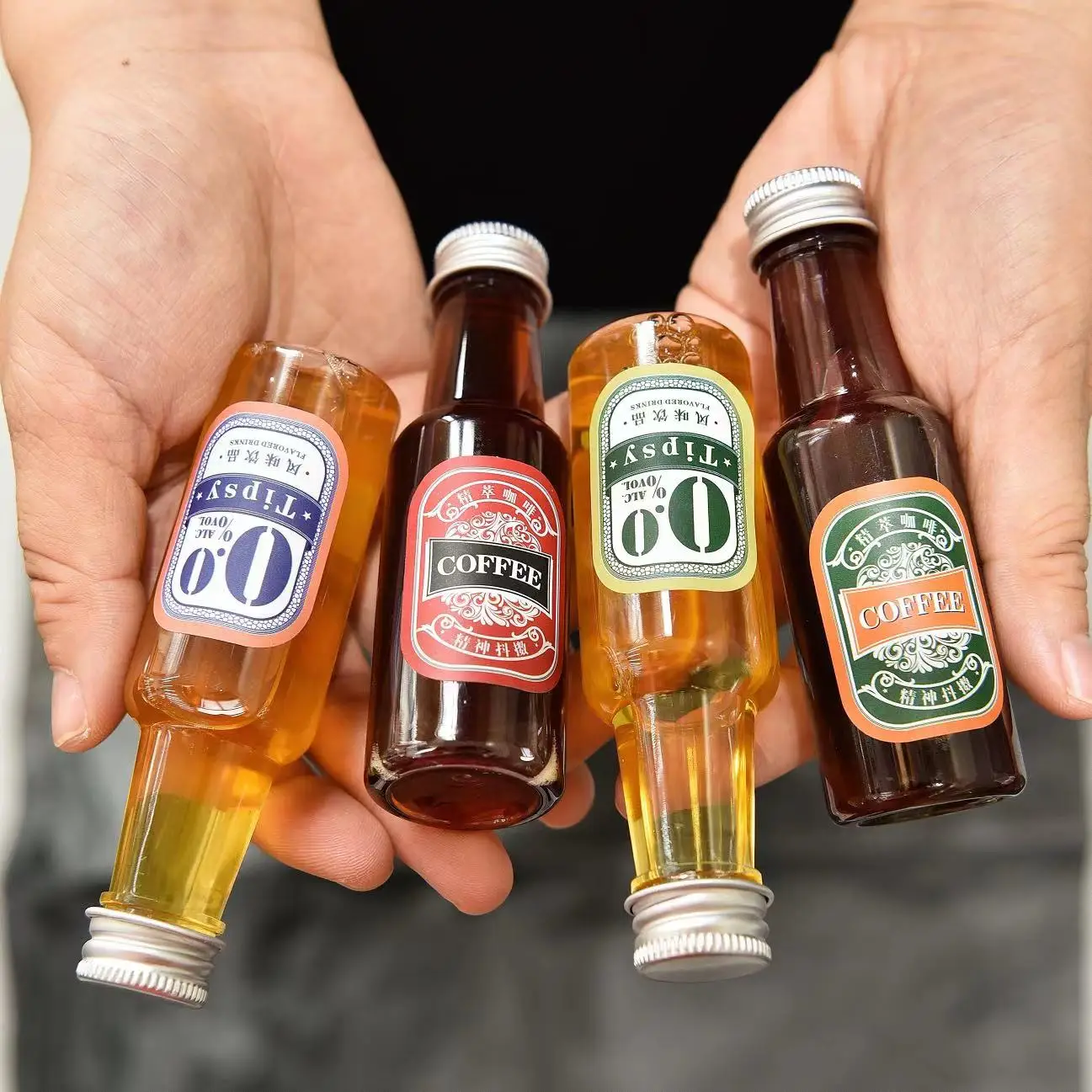 50pcs/pack Mini Wine Bottle Disposable Coffe Bottle Pet Cool Drinking Cup Bubble Tea Cup
