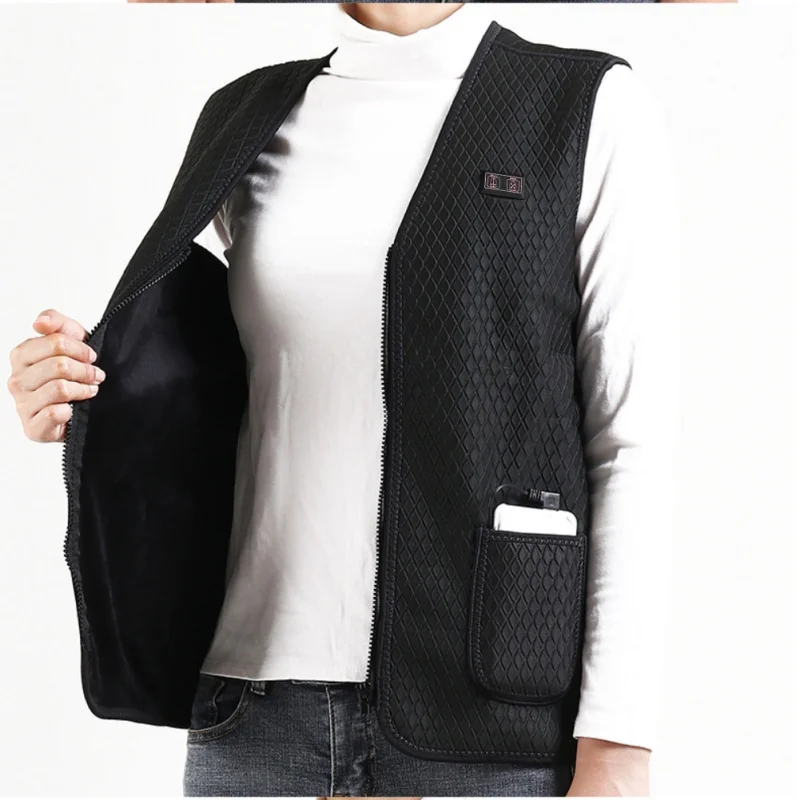 Description Picture 5 of item16 Areas Heated Vest Men Women USB Heated Jacket Heating Vest Winter Electric Heated Vest Outdoor Sports Hiking Oversized M-4XL