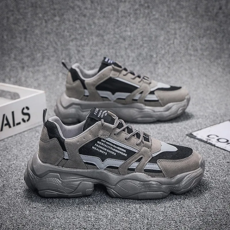 

Spring Autumn New Fashion Men's Sneakers 2024 Platform Non-slip Outdoors Running Shoes Lace Up Vulcanize Shoes Tenis Masculino
