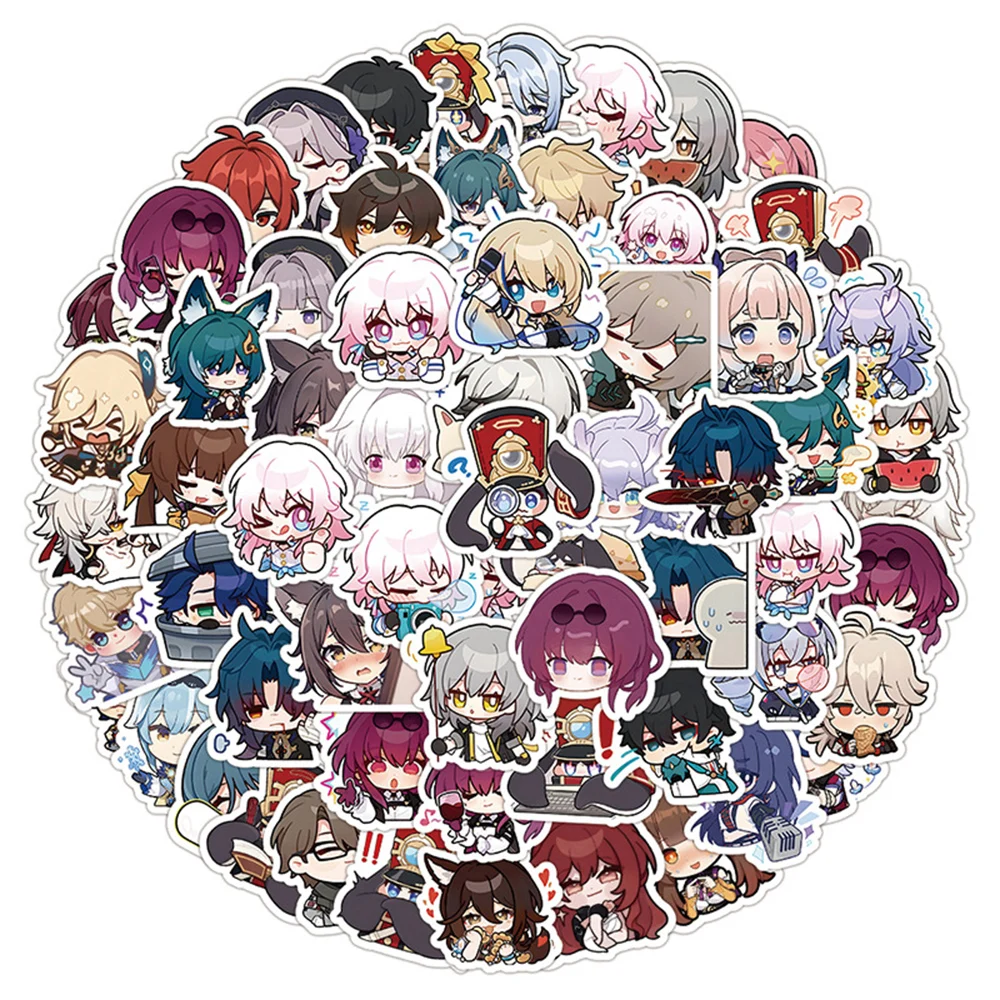 cartoon anime kawaii version q honkai impact 3 stickers for laptop suitcase album stationery waterproof decals kids toys gifts 10/30/50/100pcs Anime Game Honkai: Star Rail Cute Stickers Laptop Fridge Suitcase Phone Kawaii Cartoon Sticker Decal Kids Toys