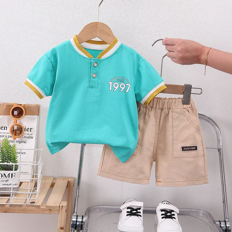 

Summer Baby Boy Clothes 1 to 2 Years Letter Printed Short Sleeve T-shirts Tops and Shorts Boys Outfit Set Kids Bebes Tracksuits